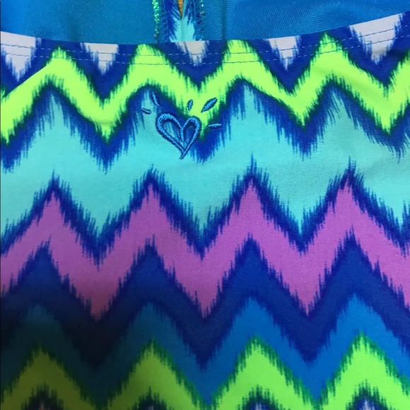 Justice two piece tankini blue neon yellow (14) 💜 - Picture 6 of 8